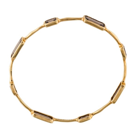 IPPOLITA 18K 750 YELLOW GOLD SMOKY QUARTZ GELATO 8-STONE BANGLE BRACELET - Picture 5 of 10